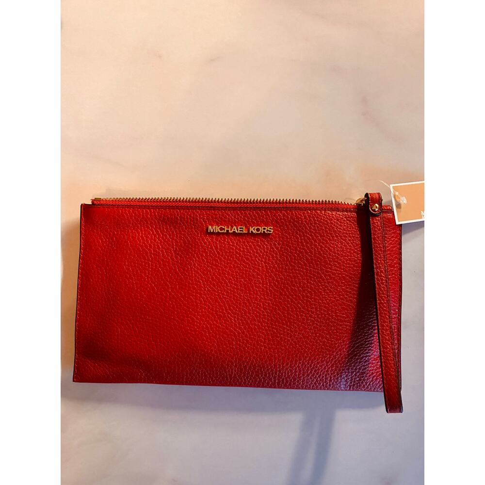 NWT Michael Kors Red Leather Wristlet